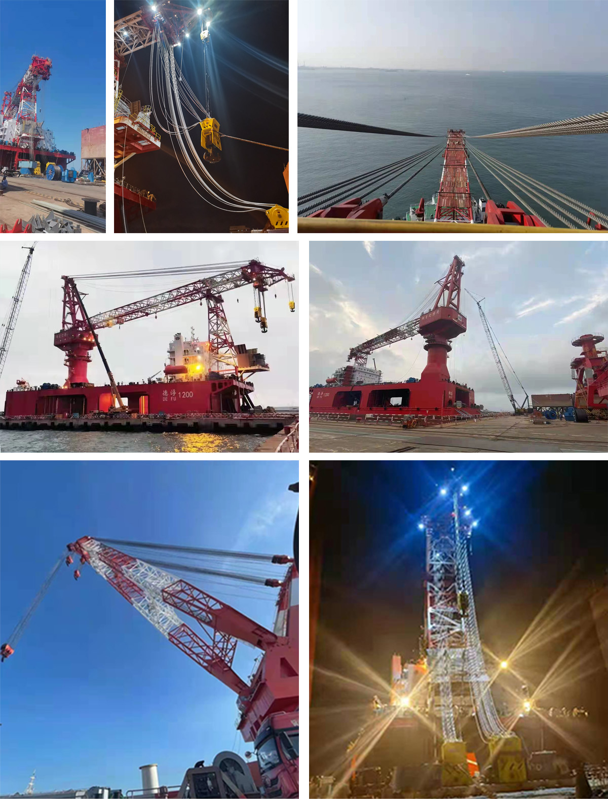 1200吨风电海工吊机钢丝预紧安装